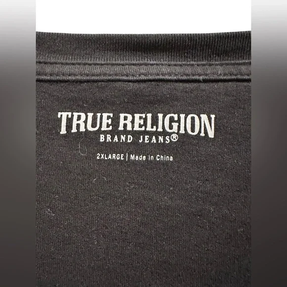 True Religion Men’s Horseshoe Logo T-shirt Men’s Size XXL Black White - Picture 5 of 10